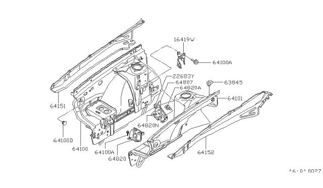1979 Nissan 200SX REINF HOODLEDGE LH Diagram for 64181-N8200