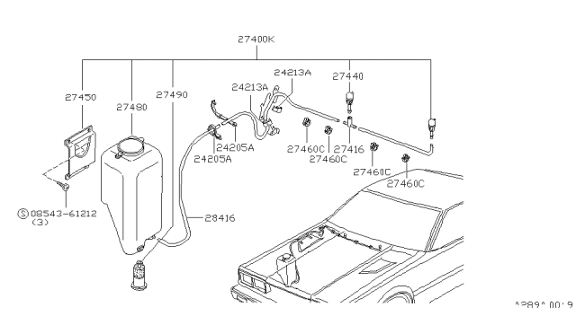 1982 Nissan 200SX Tank ASY Washer Diagram for 28911-N8400