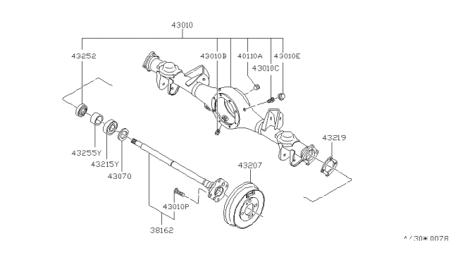 1980 Nissan 200SX Rear Axle Shaft Diagram for 38162-S5700