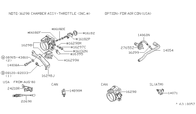 1980 Nissan 200SX Throttle Chamber Diagram 2