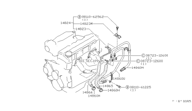 1980 Nissan 200SX Pipe Assembly-EAI Diagram for 14823-N8712