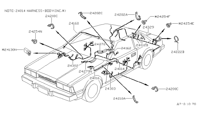 1981 Nissan 200SX Harness Body Diagram for 24014-N8501