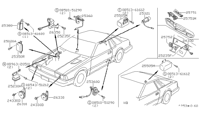 1982 Nissan 200SX CHIME Warning Diagram for 26350-N8500