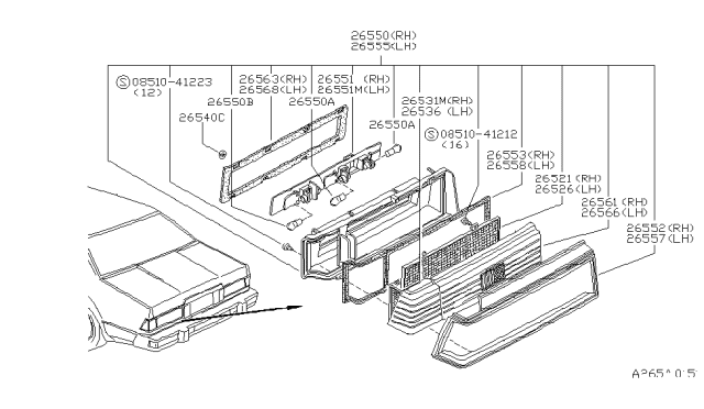 1981 Nissan 200SX Lamp-Rear Combination Diagram for 26550-N8515