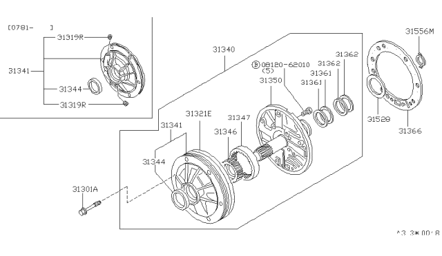1982 Nissan 200SX Gear-Outer Pump Diagram for 31347-X0101