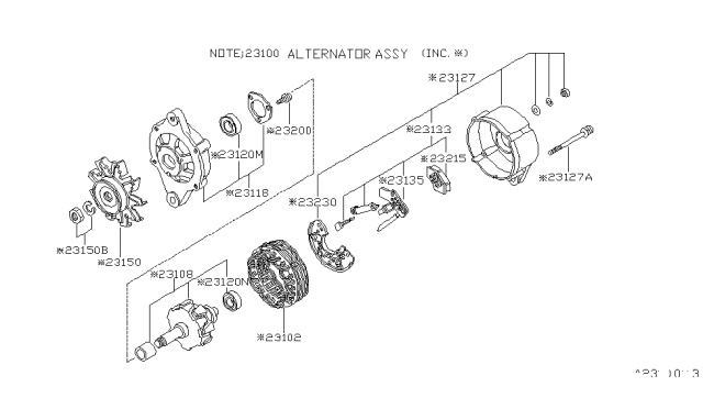 1983 Nissan 200SX ALTERNATOR Diagram for 23100-D0800