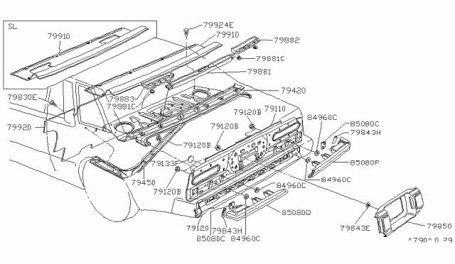 1981 Nissan 200SX Rear Panel Lower Diagram for 79122-N8500