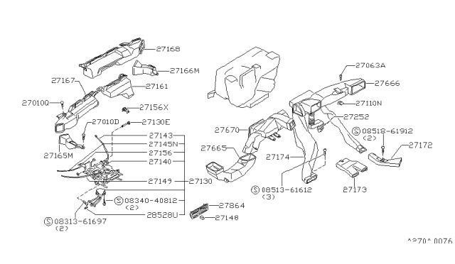 1982 Nissan 200SX FINISHER Heater Diagram for 27575-N8220