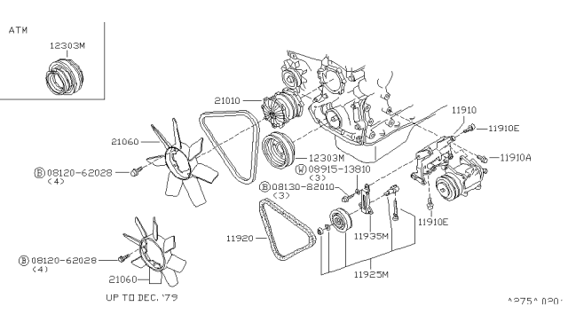1979 Nissan 200SX Compressor Mounting & Fitting Diagram