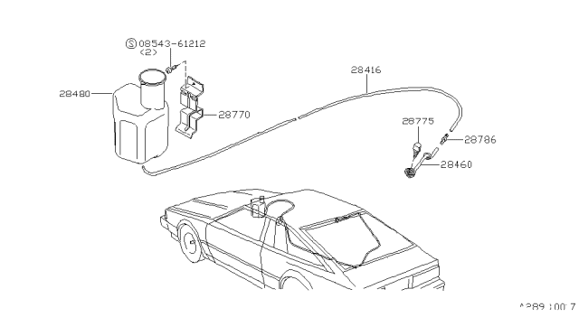1982 Nissan 200SX Rear Window Washer Nozzle Assembly Diagram for 28970-N8500