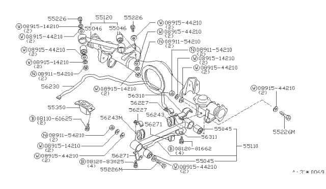 1980 Nissan 200SX ARRESTER Torque Diagram for 55350-W5301