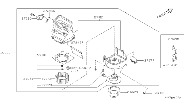 1997 Nissan Sentra Blower Assy-Front Diagram for 27200-4B000