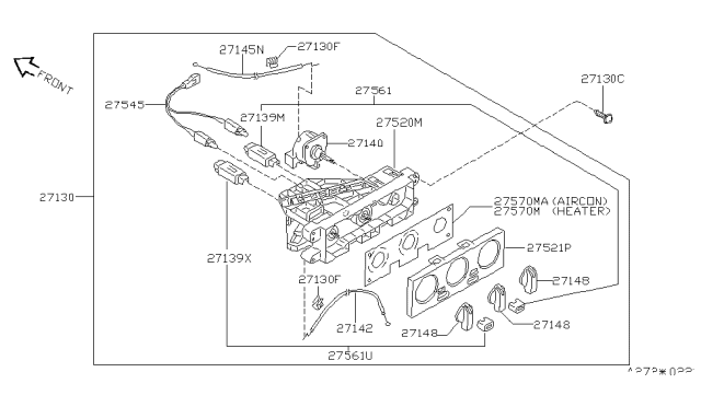 1996 Nissan Sentra Control Assembly Diagram for 27510-4B000