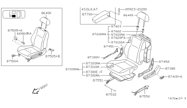 1998 Nissan 200SX Front Seat Diagram 1