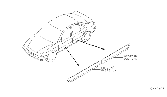 1999 Nissan Sentra Moulding-Rear Door,RH Diagram for 82870-9B604