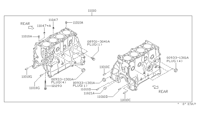 1996 Nissan Sentra Cylinder Block & Oil Pan Diagram 1