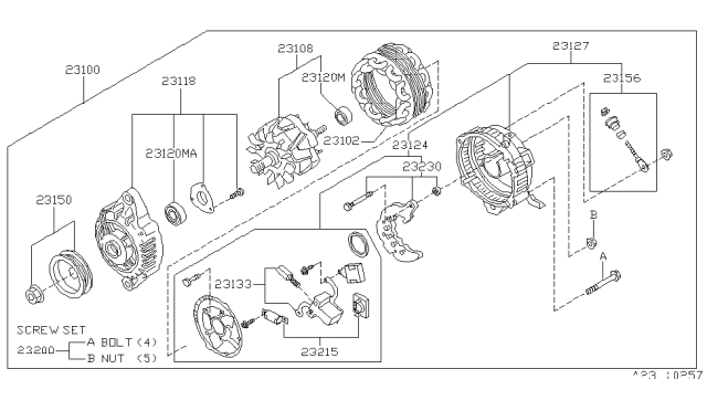 1996 Nissan 200SX Alternator Assembly Diagram for 23100-4B400
