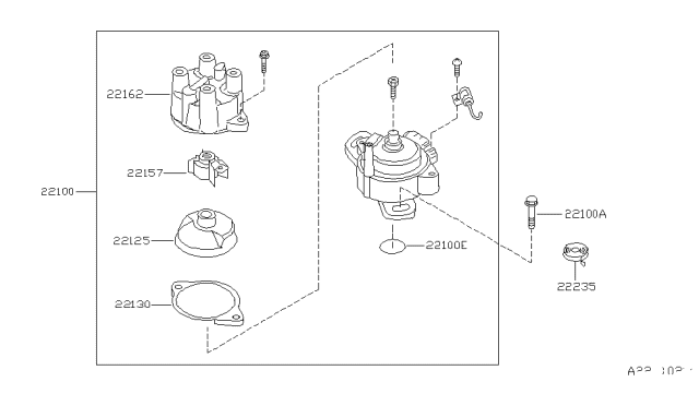 1996 Nissan 200SX Distributor ASY Diagram for 22100-0M220