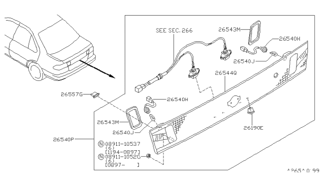 1999 Nissan 200SX Socket Assembly Diagram for 26254-1M200
