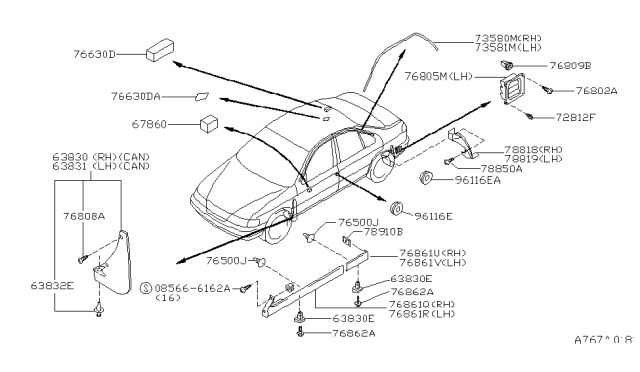 1997 Nissan 200SX Body Side Fitting Diagram 1