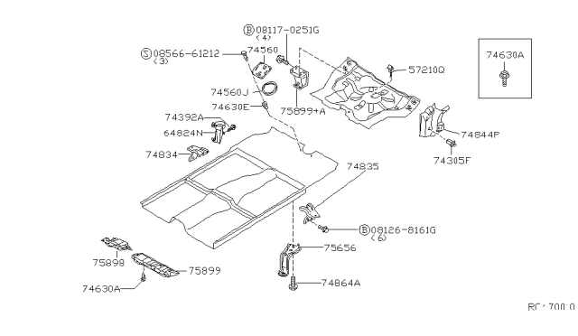 1996 Nissan 200SX Cover-Front Under,L Diagram for 75899-50Y00