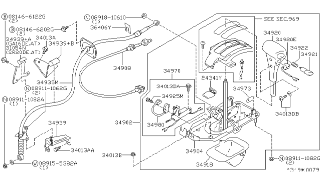 1997 Nissan 200SX Cable Assembly-Key Inter Lock Diagram for 34908-4B510