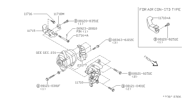 1997 Nissan 200SX Protector-Rear Cover Diagram for 23177-0M002