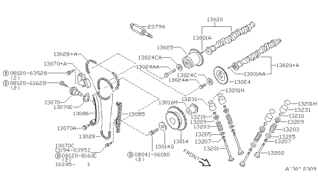 1997 Nissan Sentra Camshaft & Valve Mechanism Diagram 1