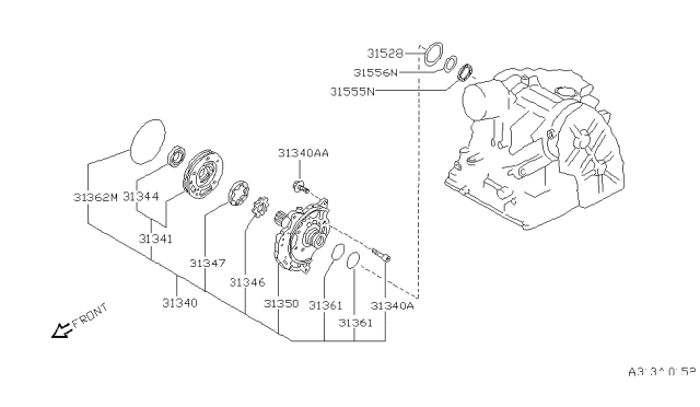 1996 Nissan Sentra Washer-Thrust Diagram for 31508-31X02