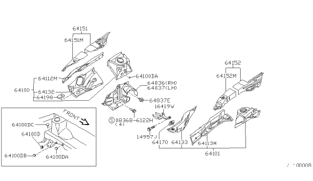 1995 Nissan Sentra Reinforce-Battery Mounting Diagram for 64170-1M230