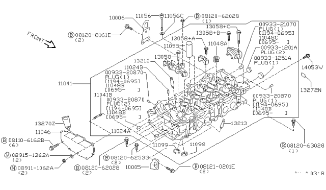 1995 Nissan Sentra Cover Assembly-Valve Diagram for 11046-57Y01