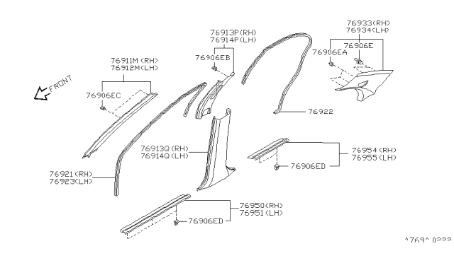 1997 Nissan 200SX Finisher-Rear Pillar,RH Diagram for 76934-8B911