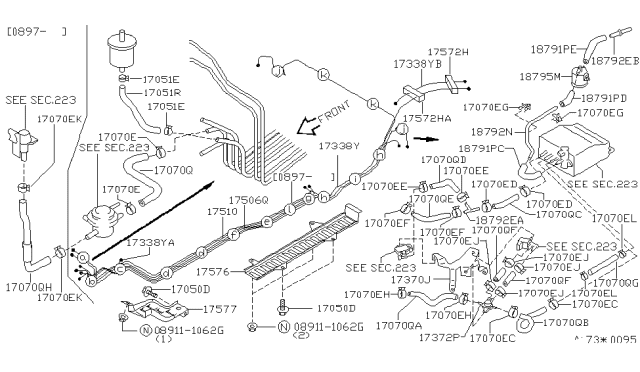 1997 Nissan Sentra Hose-Emission Control Diagram for 17226-4M001