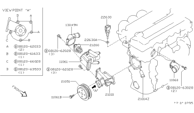 1998 Nissan 200SX Water Pump, Cooling Fan & Thermostat Diagram 1