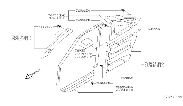 1998 Nissan Sentra Finisher-Rear Side,Front LH Diagram for 76901-8B800