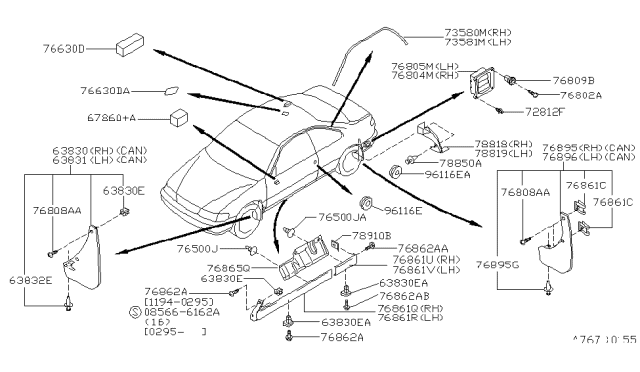 1999 Nissan Sentra Body Side Fitting Diagram 2