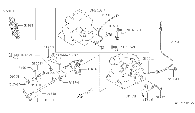 1996 Nissan 200SX Neutral Safety Switch Diagram for 31918-31X13