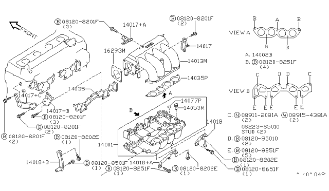 1996 Nissan 200SX Support-Manifold Diagram for 14018-4B200