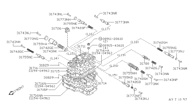 1996 Nissan Sentra Control Valve (ATM) Diagram 6