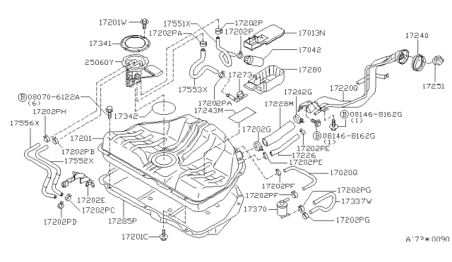 1998 Nissan Sentra Hose-EVAPOLATION Diagram for 17337-65J00