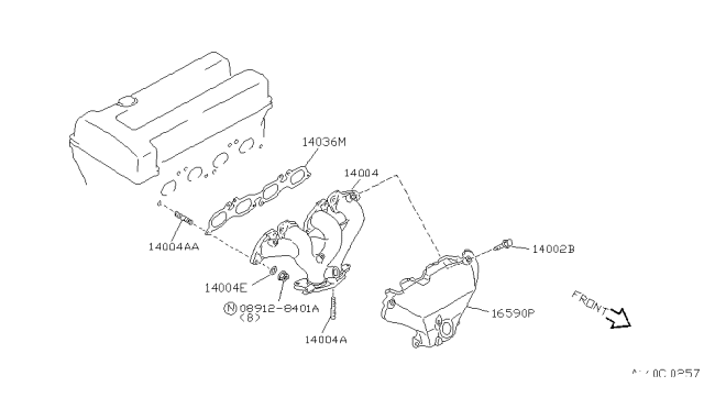 1997 Nissan 200SX Exhaust Manifold Diagram for 14004-0J200