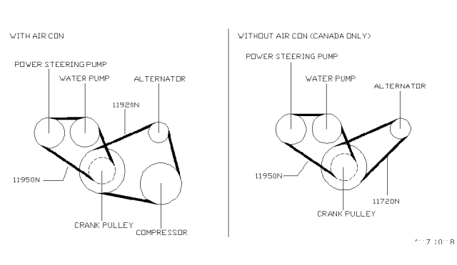 1999 Nissan Sentra Fan,Compressor & Power Steering Belt Diagram 1