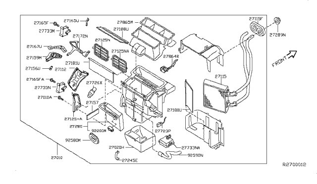 2008 Nissan Maxima Core Assy-Front Heater Diagram for 27140-7Y000