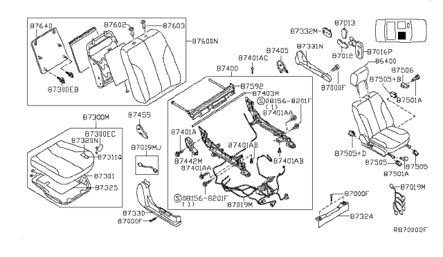 2006 Nissan Maxima Pad Front Seat Cushion Diagram for 87311-7Y100