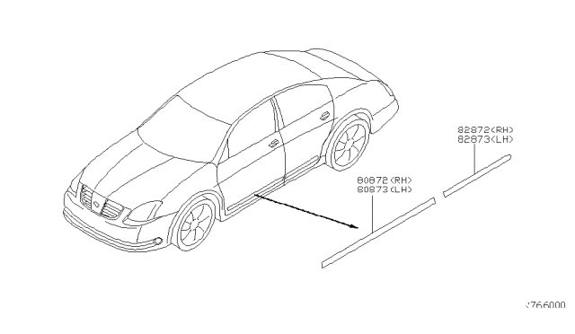 2006 Nissan Maxima MOULDING - Rear Door, LH Diagram for 82871-7Y900