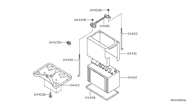 2007 Nissan Maxima Battery & Battery Mounting Diagram 1