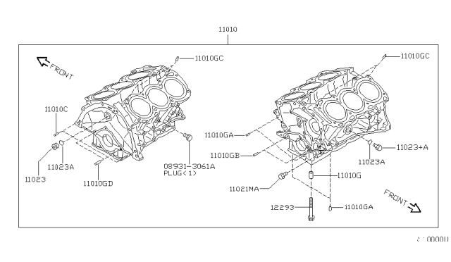 2005 Nissan Maxima Cylinder Block & Oil Pan Diagram 1