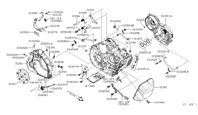 2007 Nissan Maxima Cooler Assembly-Auto Transmission Diagram for 21606-8Y000