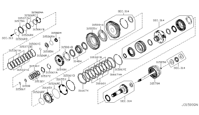 2004 Nissan Maxima Piston Low And Reverse Brake Diagram for 31645-8Y000