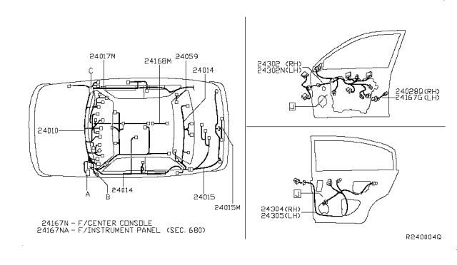 2004 Nissan Maxima Harness Assembly-Door,Rear Diagram for 24126-7Y200